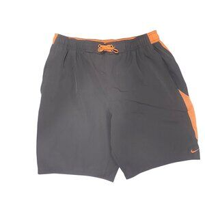 Nike Mens Gray & Orange Drawstring Athletic Shorts L